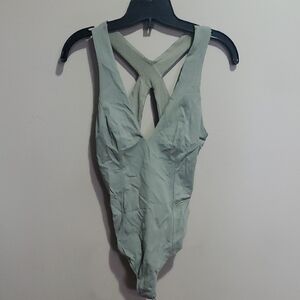 Intimitely Free People Sage Green Cross-Back Bodysuit Size Small